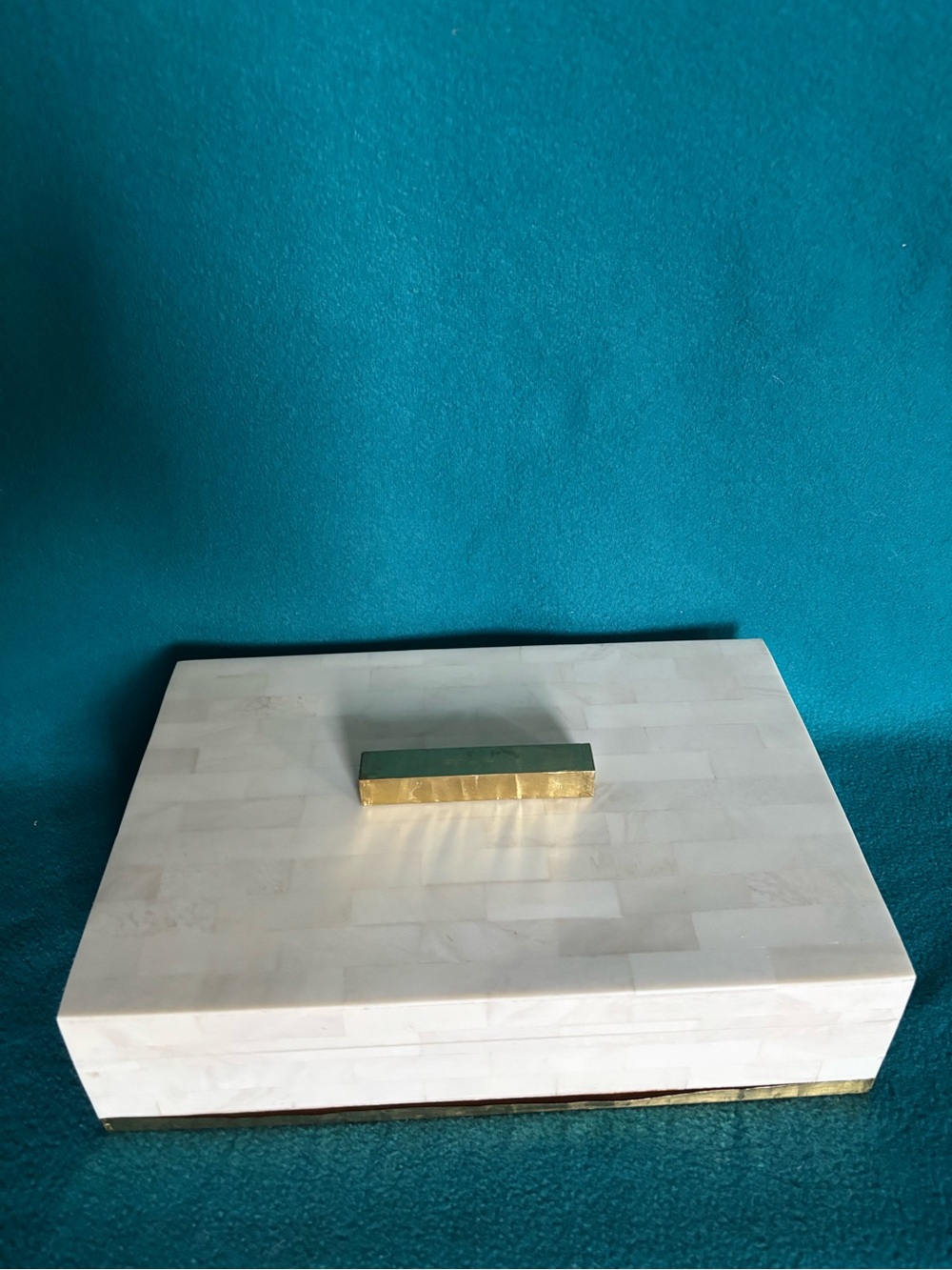 White Inlay Jewelry Box with Gold Accent